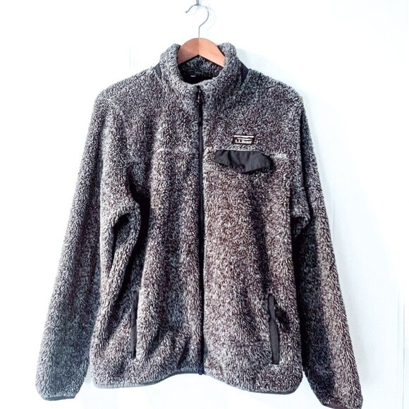 L.L.Bean Hi-Pile Fleece Jacket Gray Grey Large - Picture 6 of 14